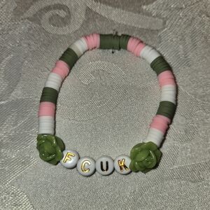 FCUK Green and Pink Beaded Bracelet